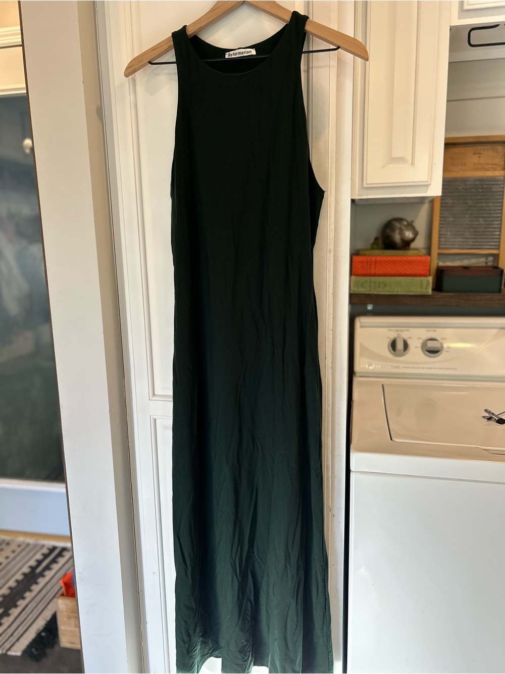 Reformation Ellie Knit Dress Sleeveless Maxi Dress in Forest Green